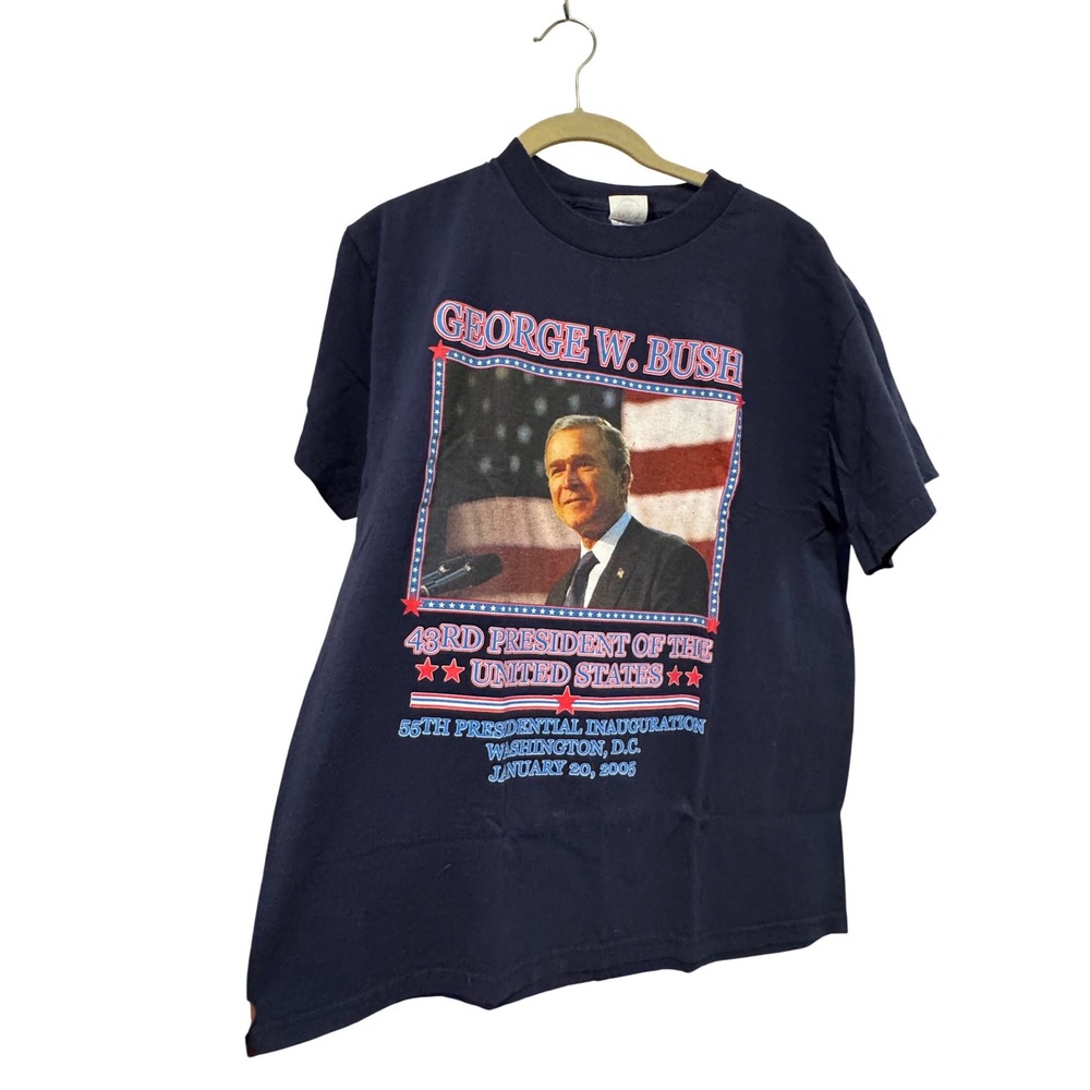 George W Bush 55th Presidential Inauguration T-Shirt Navy Blue Delta Mens Medium